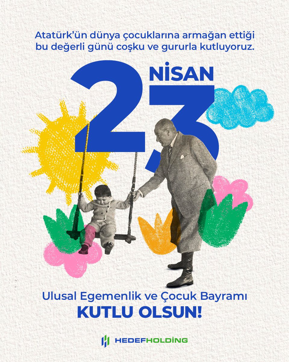 Bugün, bağımsızlığın ve çocukların aydınlık yüzüdür.

Ulusal egemenliğimizin teminatı olan 23 Nisan, yarınlara duyduğumuz güvenin de önemli bir göstergesidir.

Geleceğimizin mimarı çocuklara armağan edilen bu güzel günde; sevgi, barış ve kardeşlik tüm dünyayı sarsın.

23 Nisan