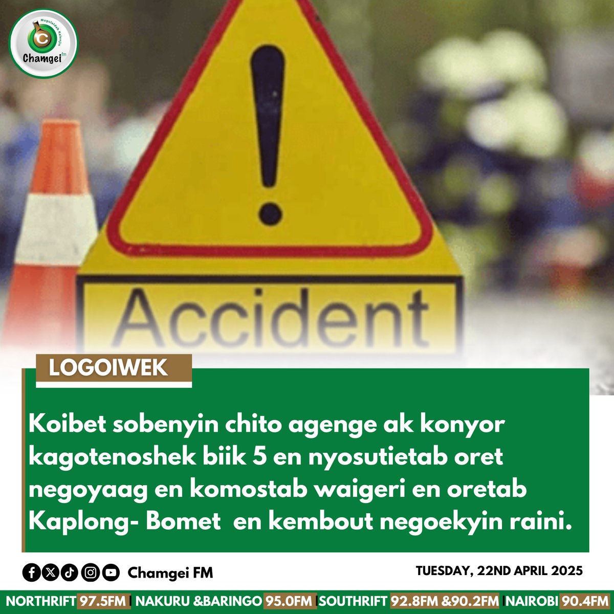 Koibet sobenyin chito agenge ak konyor kagotenoshek biik 5 en nyosutietab oret negoyaag en komostab waigeri en oretab Kaplong- Bomet en kembout negoekyin raini.