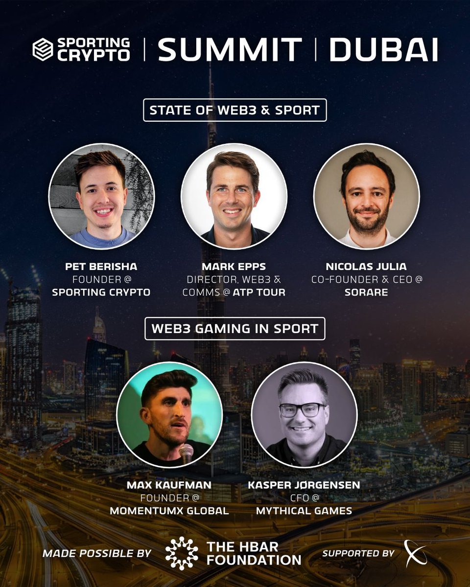 MomentumX Global (@momentumxglobal) on Twitter photo Excited to be supporting the <a href="/_SportingCrypto/">Sporting Crypto</a> SUMMIT in Dubai this year!
Great opportunity to network and hear from industry leaders like,
🏅 Pet Berisha, Founder of Sporting Crypto
🎾 Mark Epps, Director Web3 & Comms at The ATP Tour
⚽ Nicolas Julia, CEO & Co-Founder of Excited to be supporting the <a href="/_SportingCrypto/">Sporting Crypto</a> SUMMIT in Dubai this year!
Great opportunity to network and hear from industry leaders like,
🏅 Pet Berisha, Founder of Sporting Crypto
🎾 Mark Epps, Director Web3 & Comms at The ATP Tour
⚽ Nicolas Julia, CEO & Co-Founder of