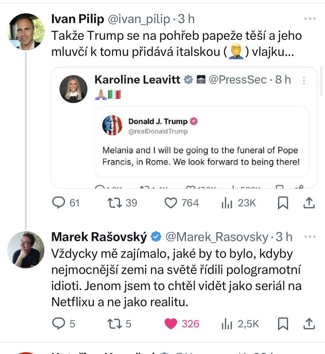 Nevím, co je lepší - “těšit se na pohřeb”, nebo ta vlajka. Každopádně pěkný shrnutí 🤣 via <a href="/ivan_pilip/">Ivan Pilip</a>.