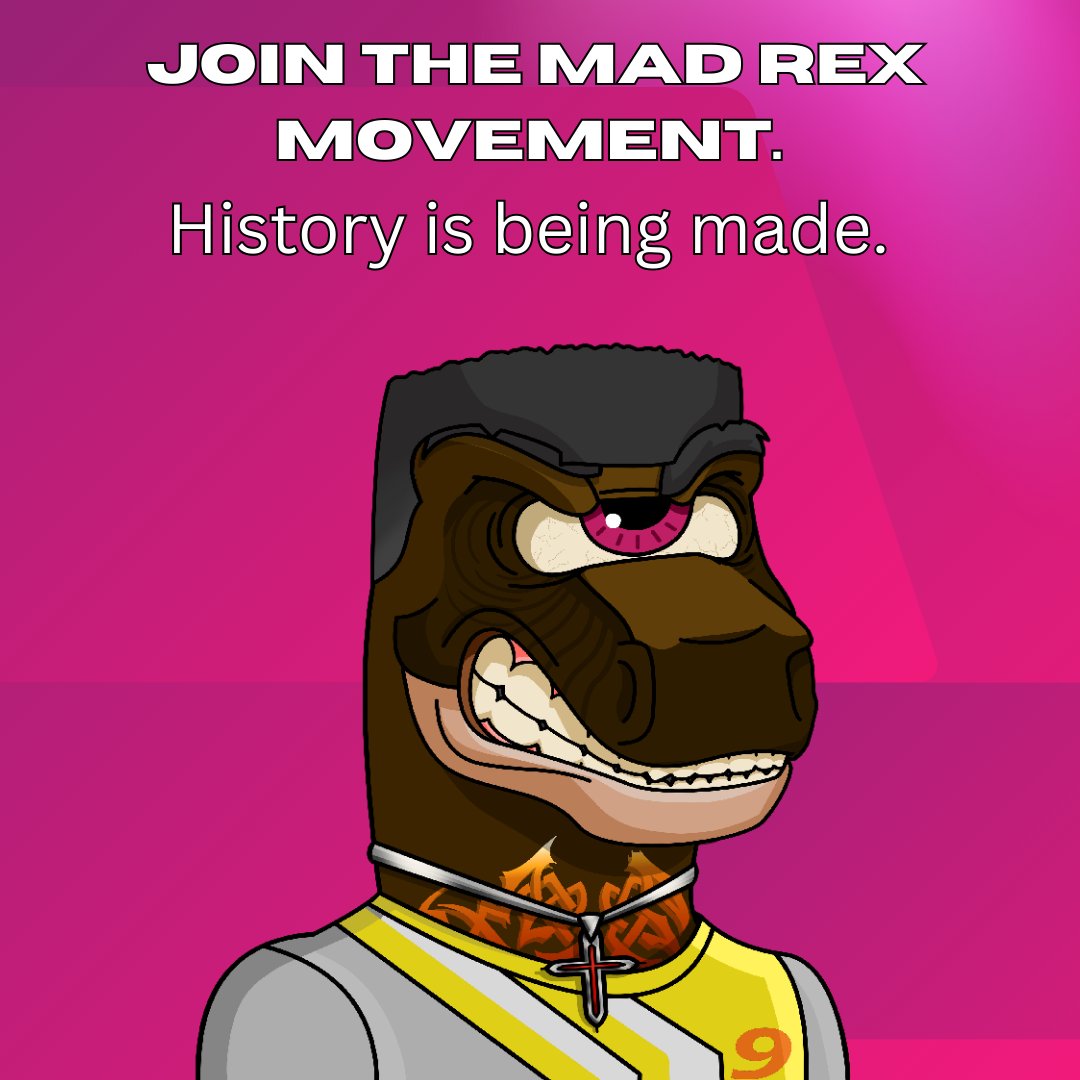 MadRexClubNFT's tweet photo. The past meets the future. Mad Rex NFTs are redefining the game. Claim your piece of history today! 🎮
#MadRexNFT #JurassicCommunity #NFTCollectors #NFTCommunity #CryptoArt #Web3Community #MadRexClub #JurassicEra #NFTLaunch #DigitalCollectibles #BlockchainGaming #FutureOfNFTs https://t.co/iBin8GdHCN