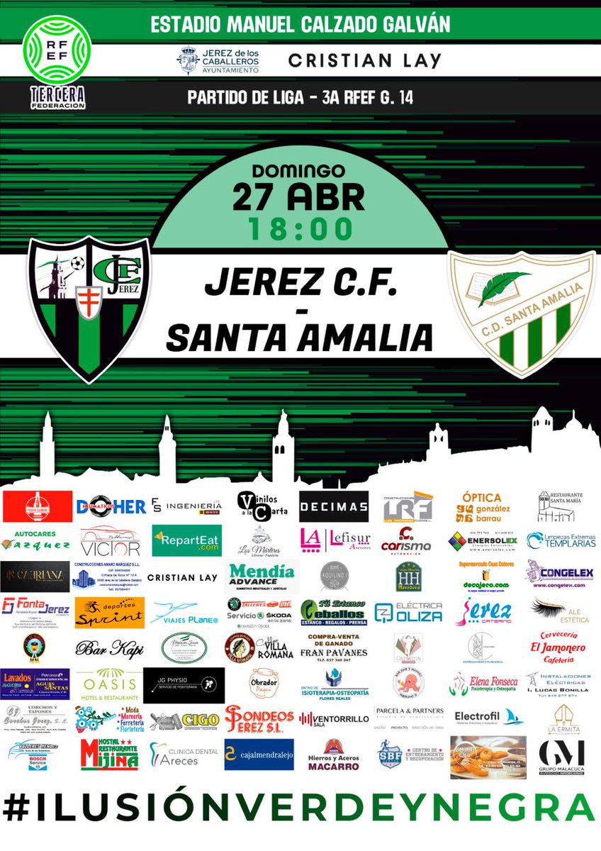 Finalizada nuestra semana grande, nos ponemos ya en modo ⚽️🔛
El próximo domingo recibiremos al <a href="/CDSantaAmalia/">C. D. Santa Amalia</a> en el Manuel Calzado.
#IlusionVerdeYNegra
#VamosTemplarios