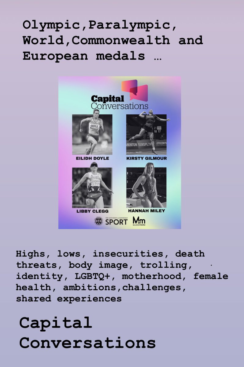 Rhona McLeod McLeod Media (@rhonamcleod) on Twitter photo Join us if you can on Thursday. Capital Conversations - The Pleasance, Edinburgh.
Tickets: eventbrite.co.uk/e/capital-conv…
<a href="/scotathletics/">scottishathletics</a> <a href="/ScottishSwim/">Scottish Swimming</a> <a href="/BadmintonScot/">BadmintonScot</a> <a href="/Team_Scotland/">Team Scotland</a>
<a href="/EilidhDoyle/">Eilidh Doyle</a> <a href="/KirstyGilmourr/">Kirsty Gilmour</a> <a href="/HannahMiley89/">Hannah Miley</a> <a href="/LibbyClegg/">Libby Clegg</a> Join us if you can on Thursday. Capital Conversations - The Pleasance, Edinburgh.
Tickets: eventbrite.co.uk/e/capital-conv…
<a href="/scotathletics/">scottishathletics</a> <a href="/ScottishSwim/">Scottish Swimming</a> <a href="/BadmintonScot/">BadmintonScot</a> <a href="/Team_Scotland/">Team Scotland</a>
<a href="/EilidhDoyle/">Eilidh Doyle</a> <a href="/KirstyGilmourr/">Kirsty Gilmour</a> <a href="/HannahMiley89/">Hannah Miley</a> <a href="/LibbyClegg/">Libby Clegg</a>
