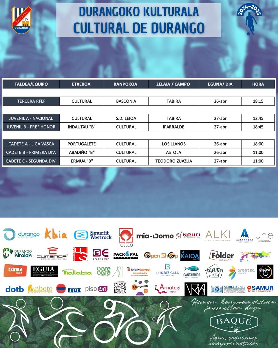 ⚽️⚔️ORDUTEGIAK / HORARIOS

#aupacultu 💙🤍