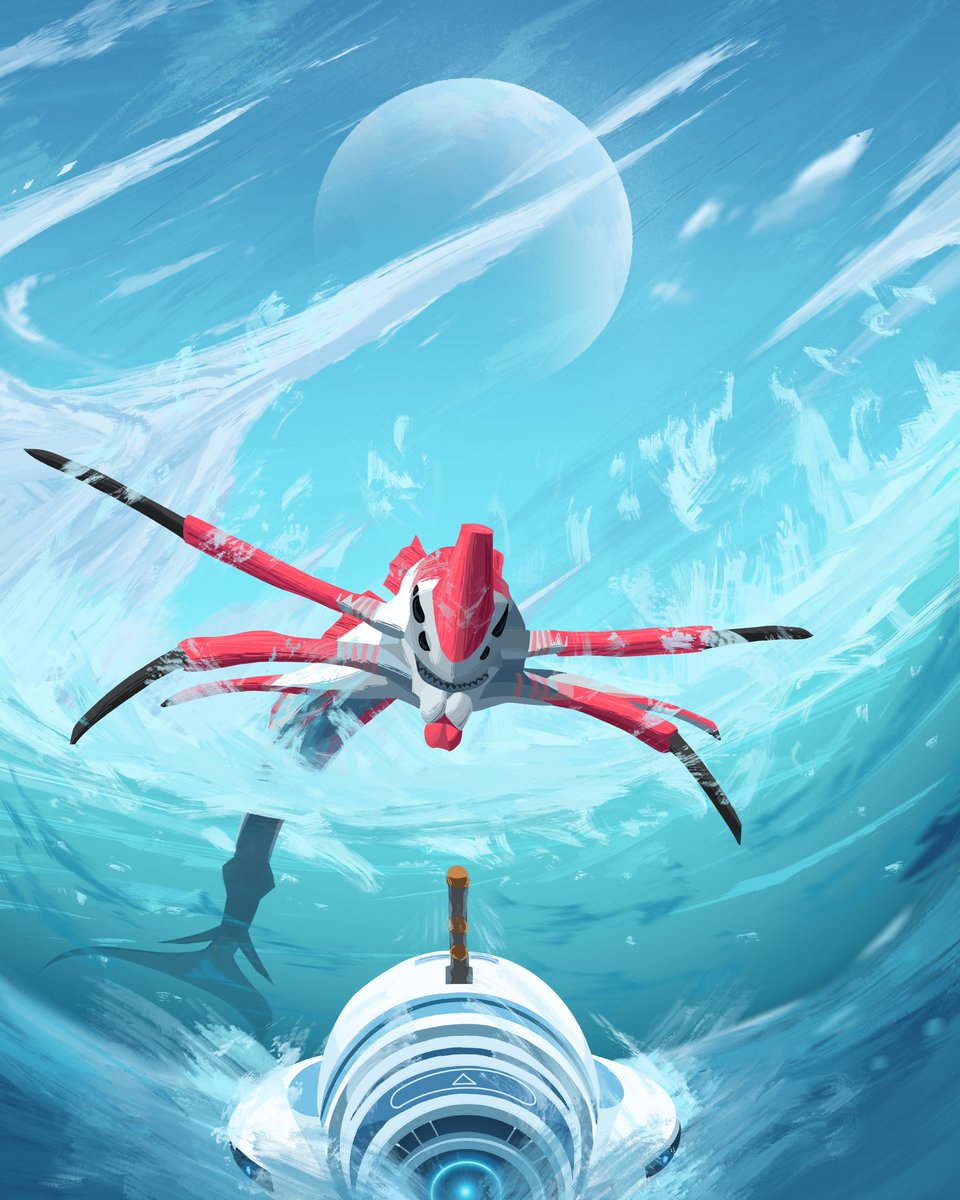 1aim_studios's tweet photo. #subnautica reaper leviathan attack art! https://t.co/ICJdy1BmBd