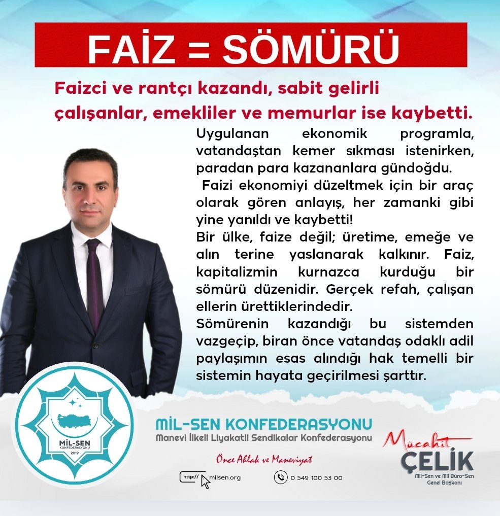 Faizci ve rantçı kazandı, sabit gelirli çalışanlar, emekliler ve memurlar kaybetti. 

Uygulanan ekonomik programla, vatandaştan kemer sıkması istenirken, paradan para kazananlara gündoğdu.  
Faizi ekonomiyi düzeltmek için bir araç olarak gören anlayış, her zamanki gibi yine