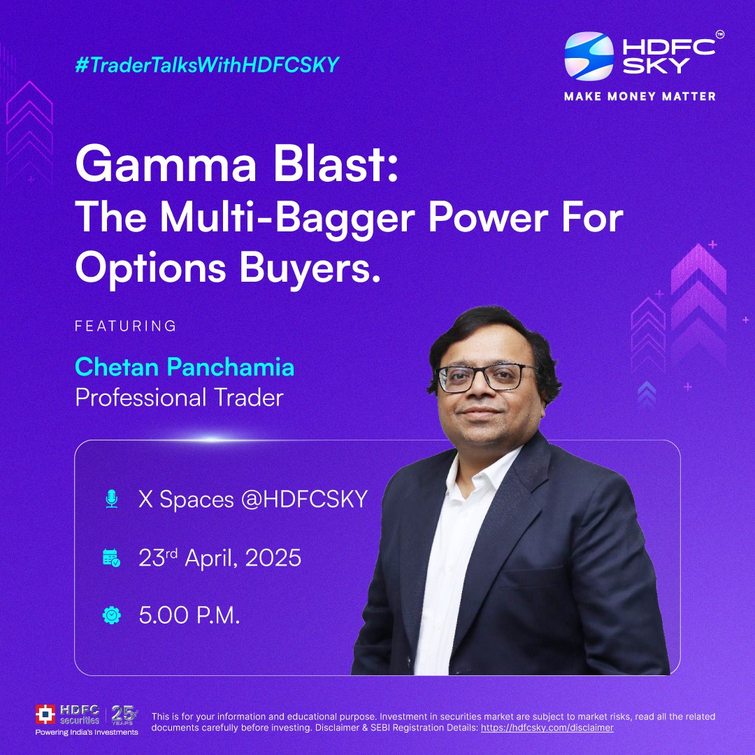 Join professional trader <a href="/123chetanp/">Chetan Panchamia</a> - Chetan Panchamia as he breaks down how to use Gamma to your advantage in our #TraderTalksWithHDFCSKY X Spaces event hosted by experts <a href="/Supra_traders/">Sonali Palande</a> and <a href="/petercutinho/">Peter Cutinho</a>.

Set a reminder &amp; stop leaving profits on the table: