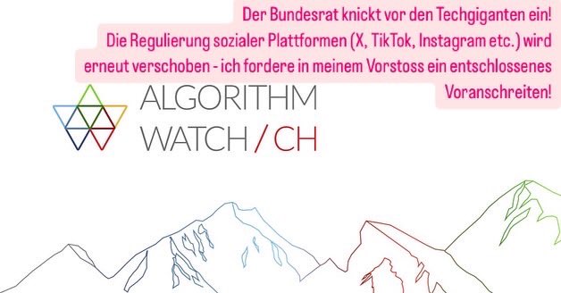 Schneimere's tweet photo. Der Bundesrat knickt vor den Techgiganten ein!
Die Regulierung sozialer Plattformen (X, TikTok, Instagram etc.) wird erneut verschoben - ich fordere in meinem Vorstoss ein entschlossenes Voranschreiten! @AlgorithmWat_CH https://t.co/QDReJrFUPX