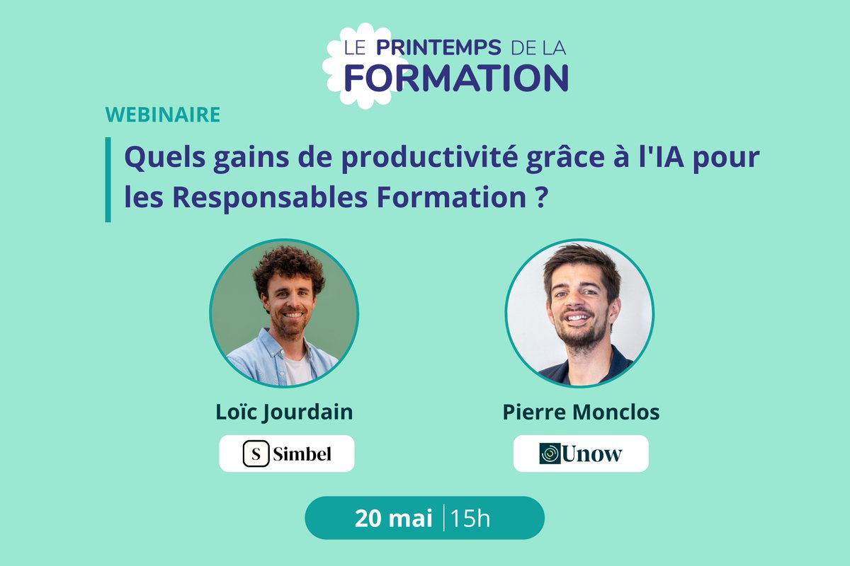 🖥️ Webinaire 

L’IA s’invite dans le quotidien des équipes formation. Mais concrètement, quels usages ? Quels outils ? Et surtout… quels gains réels de temps et d’efficacité ?

📅 Mardi 20 mai à 15h

👉 Inscription : hubs.ly/Q038XSWr0