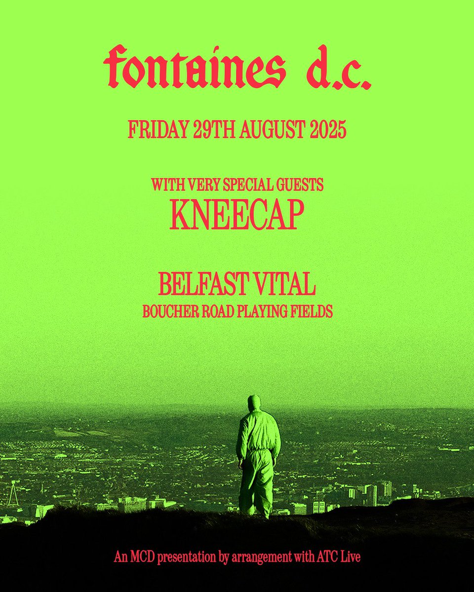 fontainesdublin's tweet image. Belfast. 

We’re playing a show with very special guests @KNEECAPCEOL on Friday 29th August.

Sign up to the mailing list before 8am Wednesday 23rd April for early access to tickets. 

General sale Friday 25th April.