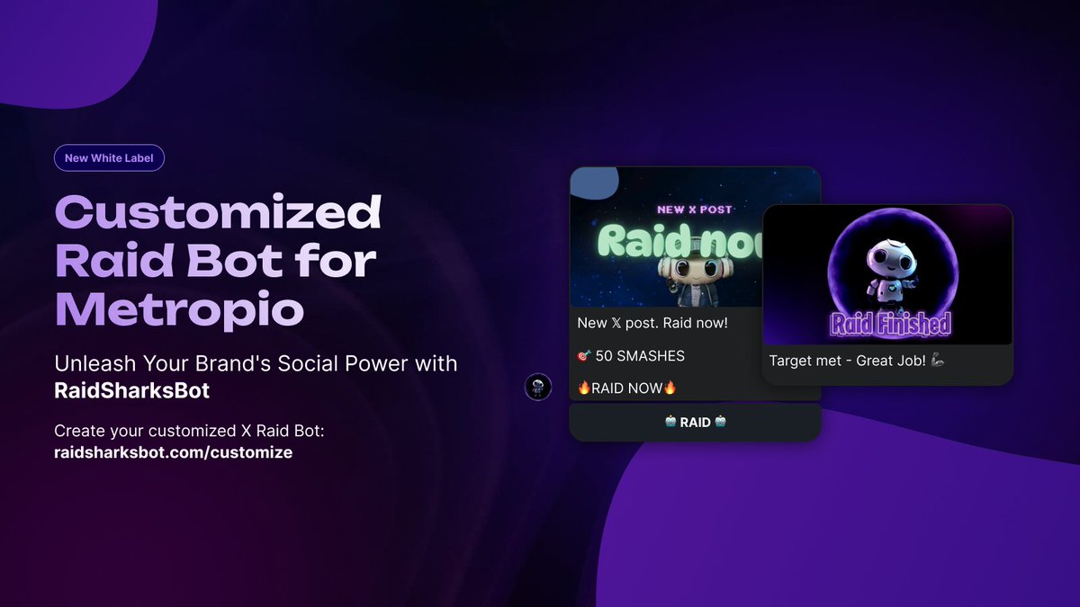 We just delivered a white-label version of #RaidSharksBot to the meme-token disruptors over at <a href="/metropio_news/">metropio</a> 

Metropio is revolutionizing the world of meme tokens by introducing an innovative tapping game and a meme token with real utility. With its innovative “Watch &amp; Burn”
