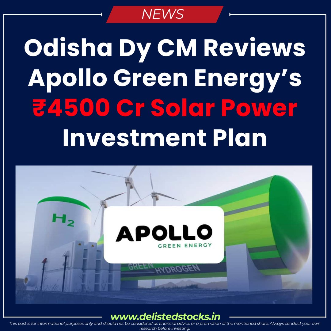 delisted_stocks's tweet photo. Dy CM KV Singhdeo reviews ₹4500 Cr solar investment by Apollo Green Energy to boost renewable power and employment across the state.
#apollogreen #solarpower #oddisa #investments #government #greenenergy #instagram #grow #instagram #news https://t.co/rhWoHTVwJ8