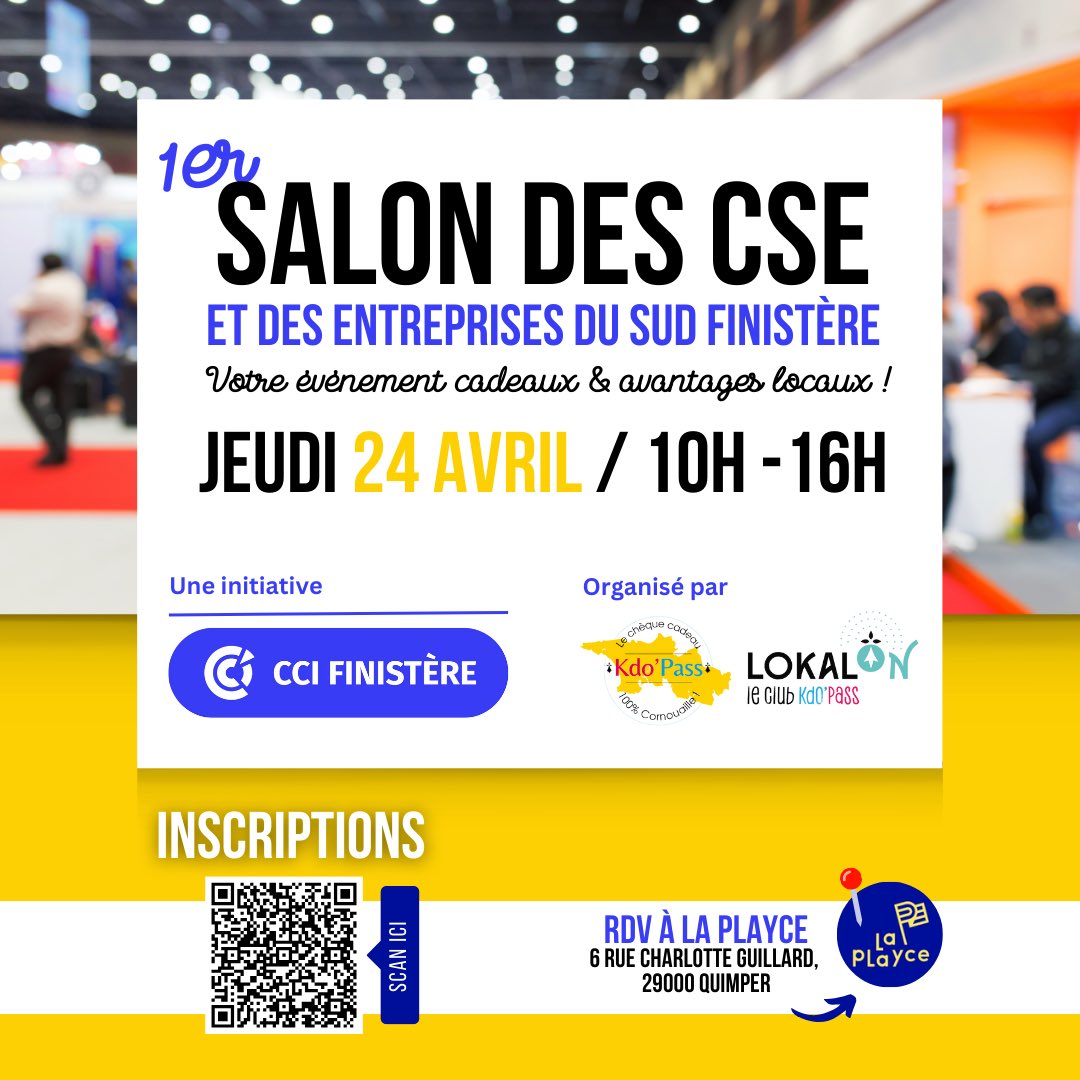 Les équipes <a href="/TERBreizhGo/">TER BreizhGo</a> seront présentes au salon #CSE de #Quimper à la Playce ce jeudi 24 avril.

<a href="/SNCFVoyageurs/">SNCF Voyageurs</a>
