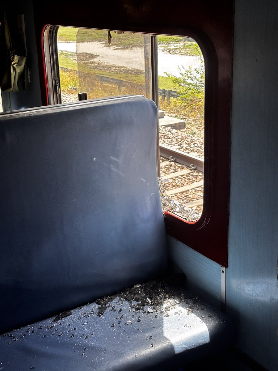 One of the windows of the 12060 JANSHATABDI EXP smashed into pieces by some mischievous element just after the train left Mathura. Can we do something about this recurring issue ? <a href="/RailMinIndia/">Ministry of Railways</a> <a href="/AshwiniVaishnaw/">Ashwini Vaishnaw</a> <a href="/PMOIndia/">PMO India</a>