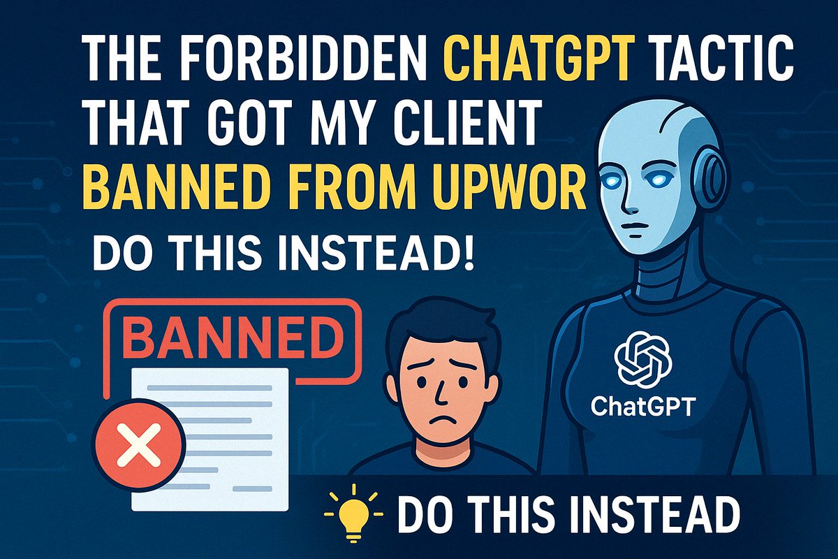 🚫 He got BANNED from Upwork… using ChatGPT.

👇 Don’t make this mistake:
📖 Read the full blog: aiprofitlab.net/the-forbidden-…

#chatgpt #freelancer #upwork #aitools #aiprompts #solopreneur #aibusiness #aiwriting #automation