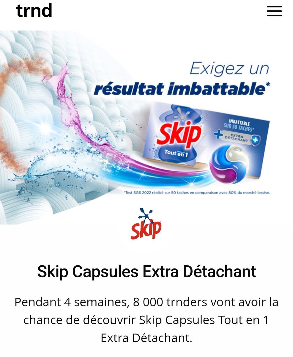 21Puce's tweet photo. Skip Extra Détachant, nouvelle sélection merci @trndfrance @skip.lessive .
Prête à relever le défi des tâches tenaces.
#uneseulecapsulesuffit #skipimbattable #skip #skiplessive #skipcapsules #produitoffert https://t.co/NP3uKILizz