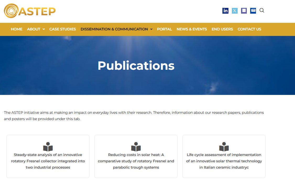 📚 Last ASTEP H2020´s publications are now available in our web page!
 
The last three new scientific papers are showcasing our progresses in solar energy integration for industrial processes. From detailed techno-economic assessments to innovative integration methodologies,