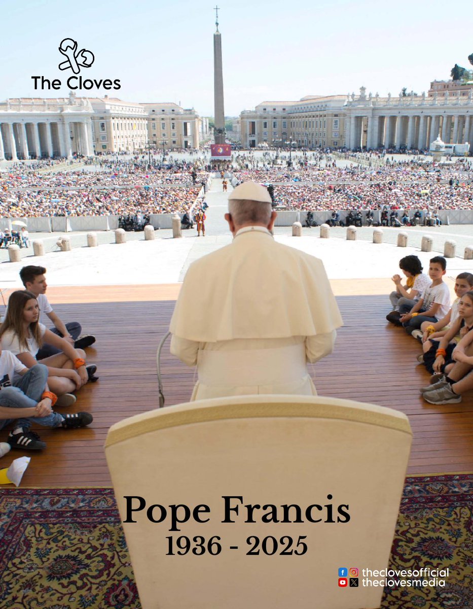 theclovesmedia's tweet photo. Mourning the loss of His Holiness Pope Francis. His life was a testament to faith, compassion, and humility. 

May his soul rest in eternal peace.🌹✝️

#PopeFrancis https://t.co/xu2ZW7Kqsf