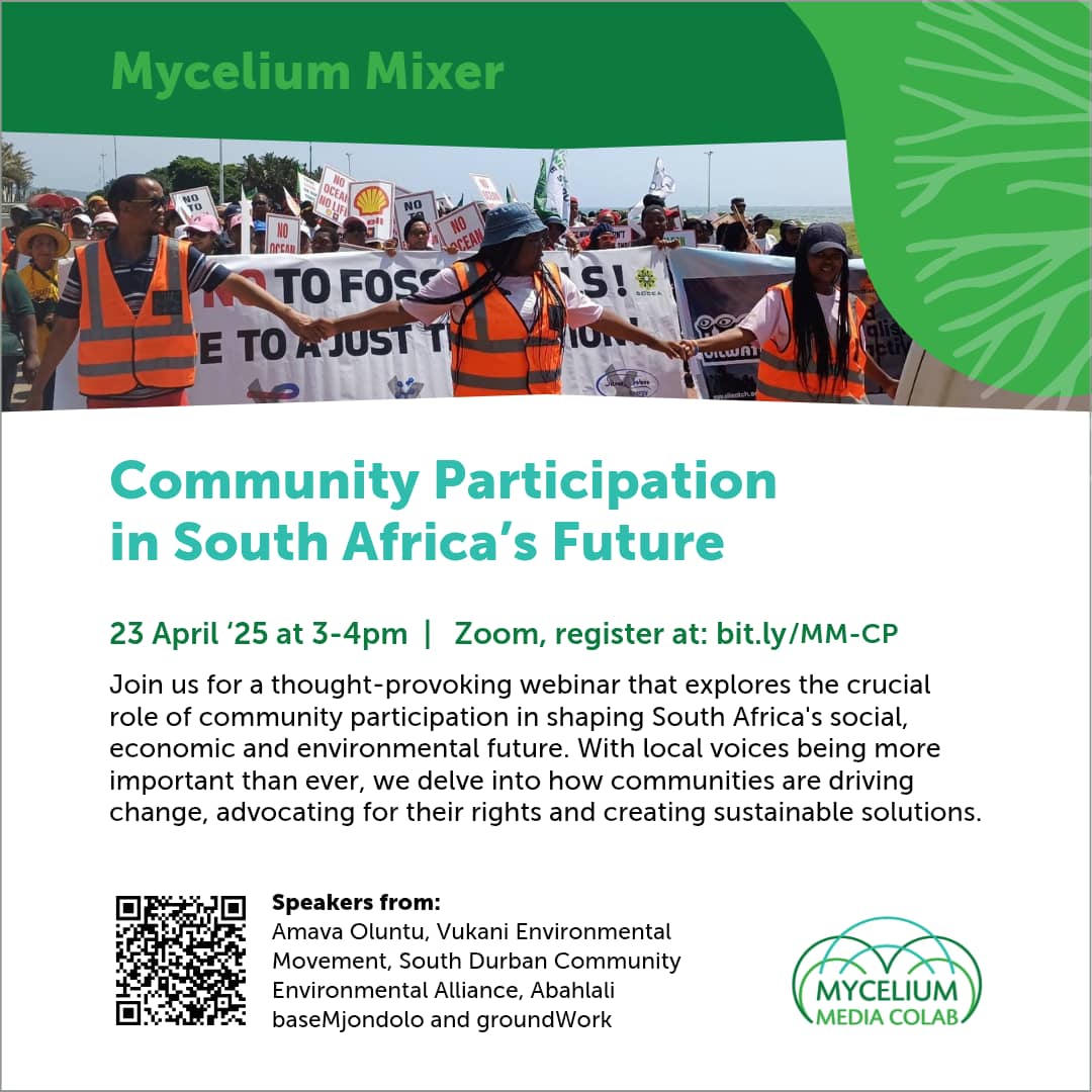 groundWork (@groundworksa) on Twitter photo You're invited to join our webinar this week 👇
đź—“ Wednesday, 23 April 2025
💻 Online Event: Community Participation That Works – Stories from the Ground
🤳 Register at bit.ly/MM-CP
đź“§ Do you have a query?
Email us: comms@myceliumcolab.com You're invited to join our webinar this week 👇
đź—“ Wednesday, 23 April 2025
💻 Online Event: Community Participation That Works – Stories from the Ground
🤳 Register at bit.ly/MM-CP
đź“§ Do you have a query?
Email us: comms@myceliumcolab.com