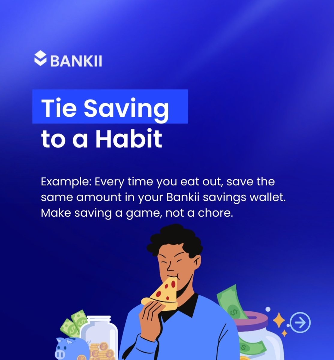 Alkexpay's tweet photo. 5️⃣ Set a “Savings Trigger”
  Make saving a habit by pairing it with something you already do.
  Examples:  🍕 Ate out? Save the same amount.  🛍️ Bought clothes? Save 10% of the cost.
  It turns saving into a game not a punishment. https://t.co/z4btk8T7KE