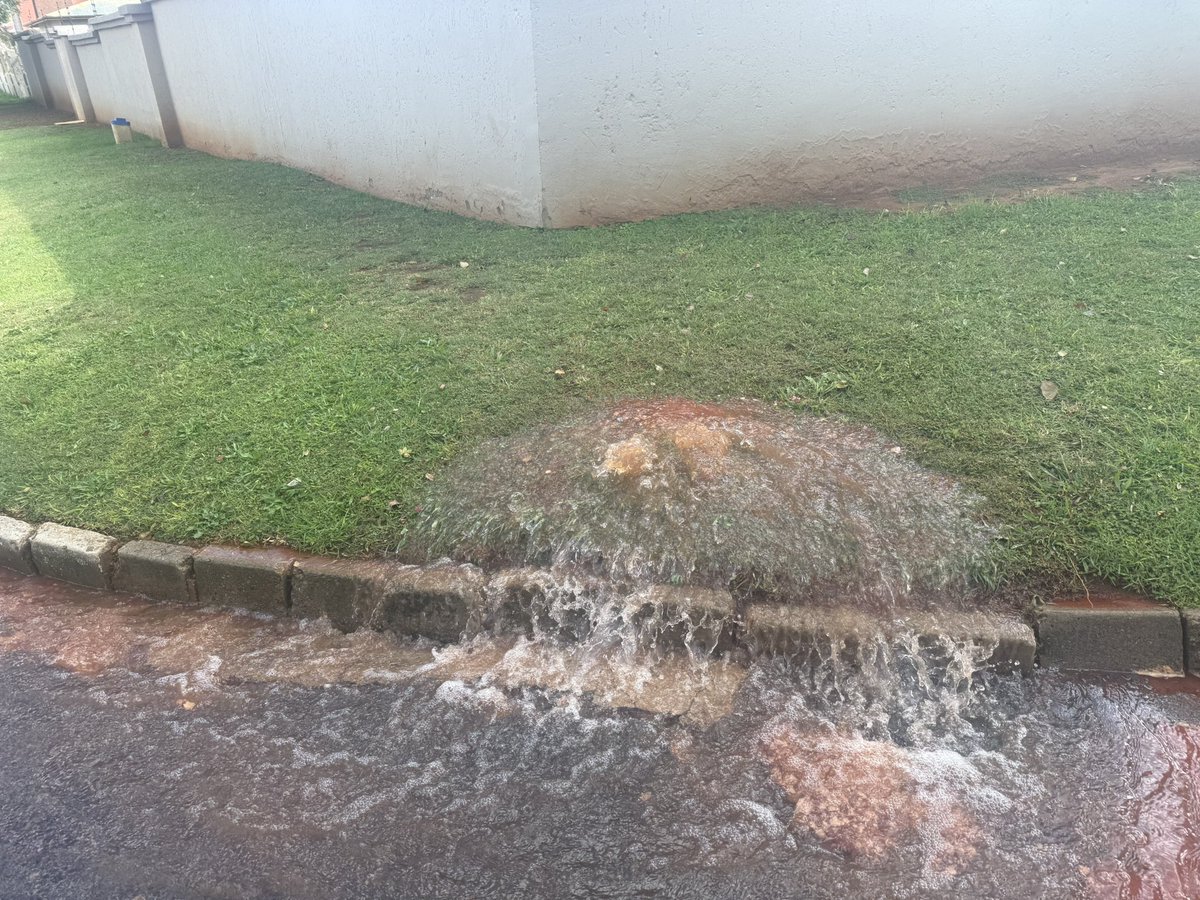 jaxbots's tweet photo. @JHBWater 

We have a massive water leak on the corner of Balfour Street and 7th 
Avenue, Georginia, Roodepoort. The water is gushing out since yesterday morning. Please arrange the necessary. https://t.co/wos4yN4qI4