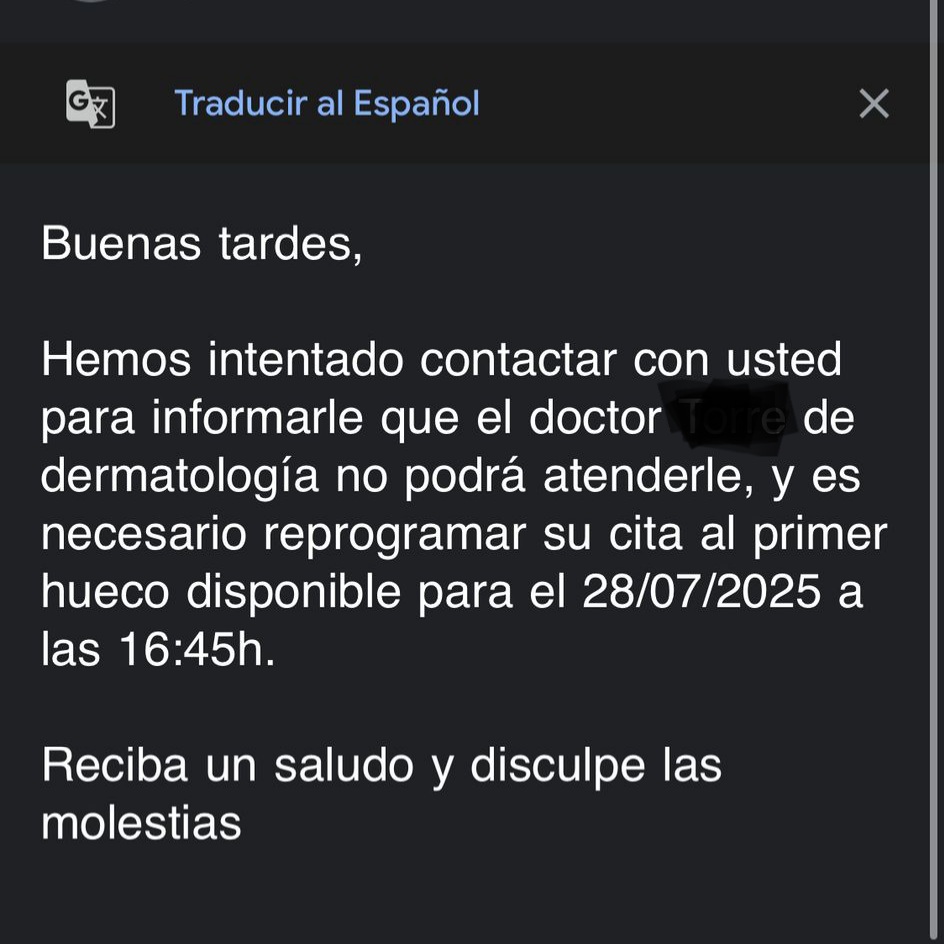 Natalia Arriaga (@na_arriaga) on Twitter photo ¿De verdad, <a href="/Hospital_FJD/">Fundación Jiménez Díaz</a>, canceláis una cita el día anterior (ayer para hoy) y la reprogramáis para el 28 de julio? ¿De verdad? ¿Y el tratamiento en curso? ¿Y el día libre pedido en el trabajo? ¿Y la cuarta o quinta vez que nos pasa esto? Lo peor de lo peor ¿De verdad, <a href="/Hospital_FJD/">Fundación Jiménez Díaz</a>, canceláis una cita el día anterior (ayer para hoy) y la reprogramáis para el 28 de julio? ¿De verdad? ¿Y el tratamiento en curso? ¿Y el día libre pedido en el trabajo? ¿Y la cuarta o quinta vez que nos pasa esto? Lo peor de lo peor
