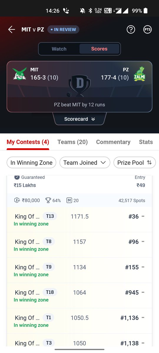 Alone_Marwari's tweet photo. #ECST10
#Dream11
Missed GL Very Close Only Vc wrongπ’π’π https://t.co/p9wNcZ0Qfc
