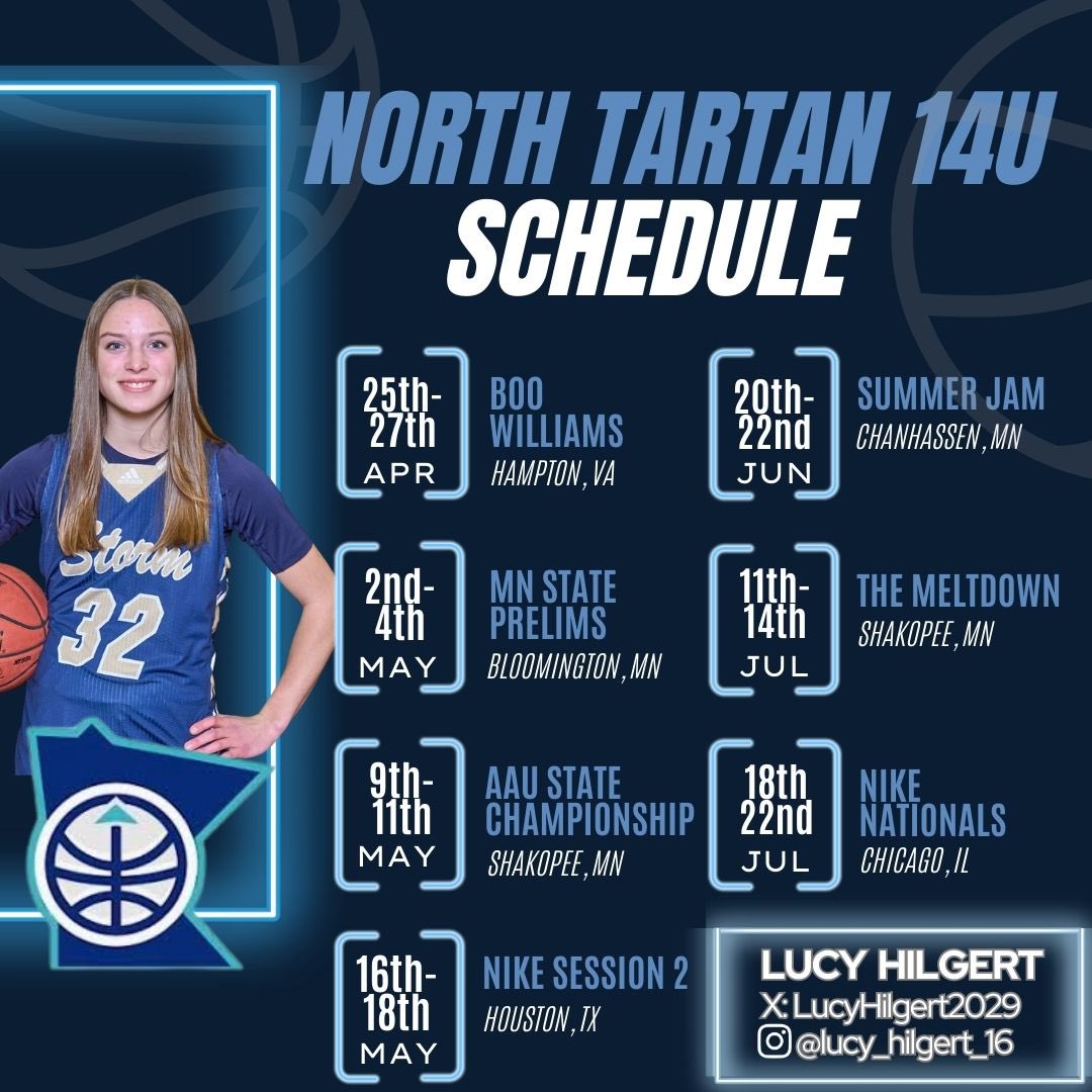 Lucy Hilgert (@lucyhilgert2029) on Twitter photo Excited for the summer season ahead!
<a href="/NorthTartan/">North Tartan</a> <a href="/NikeGirlsEYBL/">Nike Girls EYBL</a> <a href="/GMacHoops/">Grant McGinnis</a> <a href="/EricJrAllStar/">EricJrAllStar</a> <a href="/BTNScouting/">BTN Scouting</a> <a href="/FreshCoastHoops/">Fresh Coast Hoops</a> <a href="/JrAllStarMN/">Minnesota Jr. All-Star GBB</a> <a href="/GbbStorm/">Chanhassen Storm Girls Basketball</a> Excited for the summer season ahead!
<a href="/NorthTartan/">North Tartan</a> <a href="/NikeGirlsEYBL/">Nike Girls EYBL</a> <a href="/GMacHoops/">Grant McGinnis</a> <a href="/EricJrAllStar/">EricJrAllStar</a> <a href="/BTNScouting/">BTN Scouting</a> <a href="/FreshCoastHoops/">Fresh Coast Hoops</a> <a href="/JrAllStarMN/">Minnesota Jr. All-Star GBB</a> <a href="/GbbStorm/">Chanhassen Storm Girls Basketball</a>