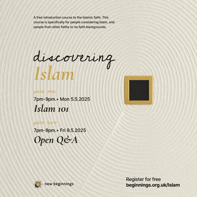 BeginningsUK's tweet photo. Are you someone who isn't Muslim but curious to know more about Islam and Muslim practices? 

✏Register at (no obligation): https://t.co/PDVRLXTA9g

#islam #discoveringislam #converts https://t.co/rONPQTObTH