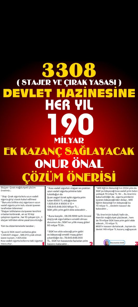 <a href="/Onuronal_/">Onur Önal</a> Çok teşekkür ederiz <a href="/Onuronal_/">Onur Önal</a> 
İnşallah tez zamanda hayırlısıyla nasip olsun 
Emekleriniz için size minnettarız
Türkiye Üretirken Büyüyecek
#StajyerÇıraklarÜretecek