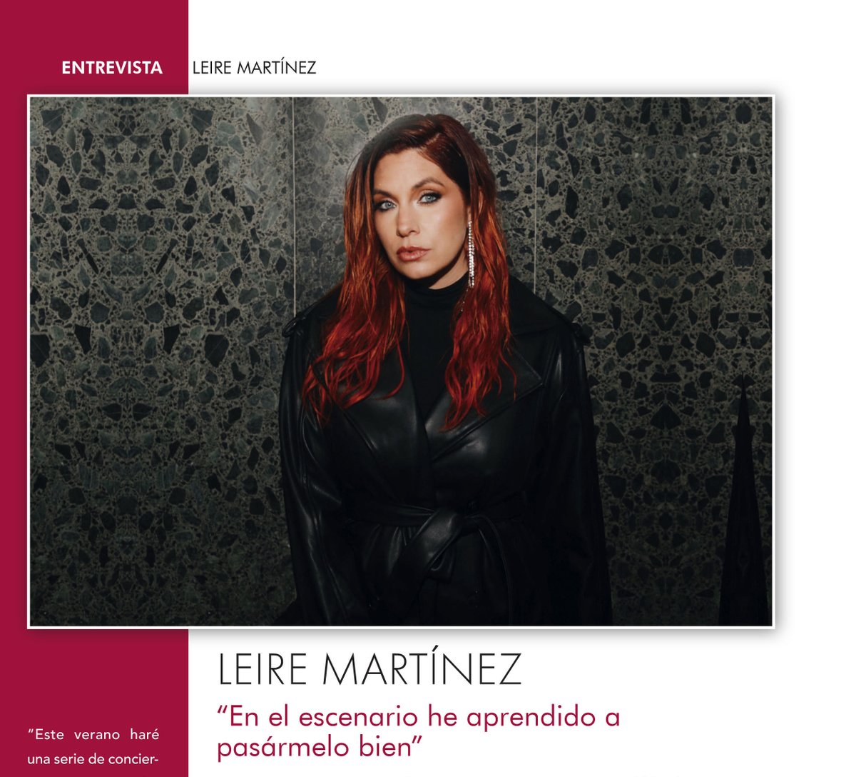 Leire Martínez inicia una nueva etapa para seguir agradeciendo al público, del que dice "le da sentido a todo, regalándome momentos de felicidad."

Léelo aquí: arte-asoc.es/revista-escena…

<a href="/LeireMo/">Leire Martínez</a> <a href="/MustProduc/">Must! Producciones</a> 

#ArtistasARTE #SociosARTE #RevistaESCENARIOS