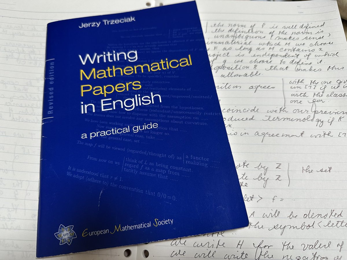 この本の写経は英文を書く勉強としてとてもいいと思います。欧州数学会出版のたった50ページの本です。著者名Jerzy Trzeciak で検索おすすめ