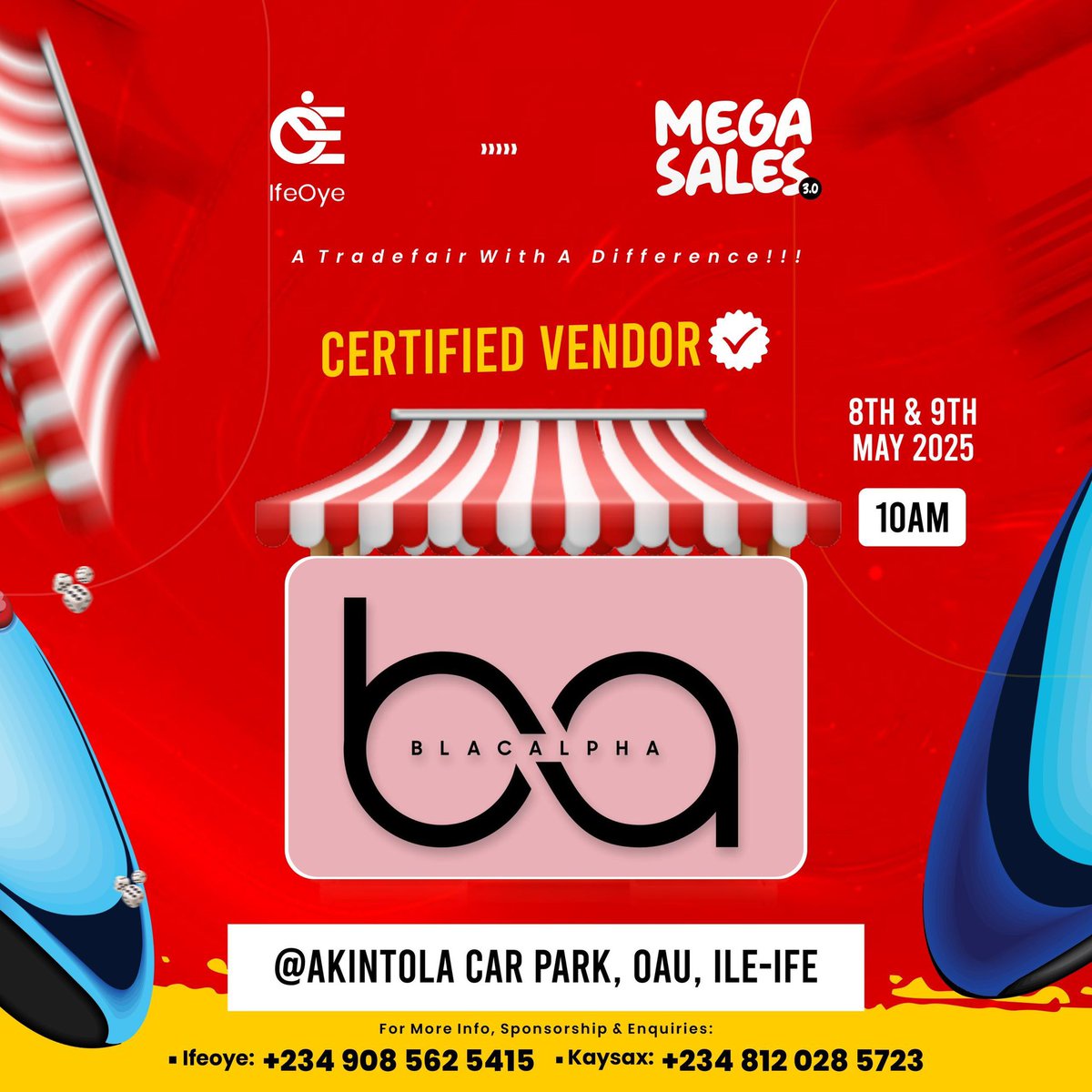 blacalphaa's tweet photo. Ouuuuu!! Y’all get readyy🔥
OAU students, Osun State Ile-Ife residents, 💃🏽 BLACALPHA will be live in ife, Akintola car park OAU, for Mega Sales TradeFair happening on the 8th and 9th of May!🥳 https://t.co/irdQu4p2mj