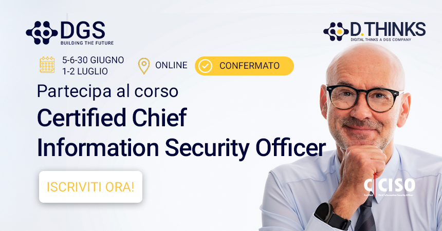 🎯 Diventa un #CISO certificato con il corso 𝗖𝗲𝗿𝘁𝗶𝗳𝗶𝗲𝗱 𝗖𝗵𝗶𝗲𝗳 𝗜𝗻𝗳𝗼𝗿𝗺𝗮𝘁𝗶𝗼𝗻 𝗦𝗲𝗰𝘂𝗿𝗶𝘁𝘆 𝗢𝗳𝗳𝗶𝗰𝗲𝗿
📆 𝟱-𝟲-𝟯𝟬 𝗴𝗶𝘂𝗴𝗻𝗼 e 𝟭-𝟮 𝗹𝘂𝗴𝗹𝗶𝗼
𝗜𝘀𝗰𝗿𝗶𝘃𝗶𝘁𝗶 👉 dthinks.it/products/cours…
#DGS #DGSEducation #gruppoDGS #CCISO #Cybersecurity