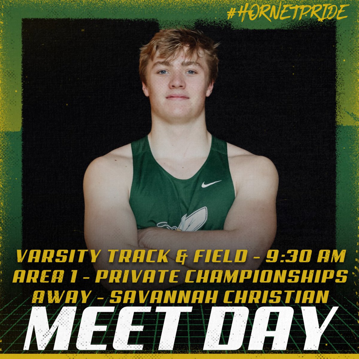 SCDS_Athletics's tweet photo. Hornet Varsity Track &amp; Field Away at Savannah Christian!
-GHSA Area 1 - Private Championships
-9:30 AM Field Events and the 1600m Run
-12:00 PM Running Events #HornetPride https://t.co/6W4W8BPRtG