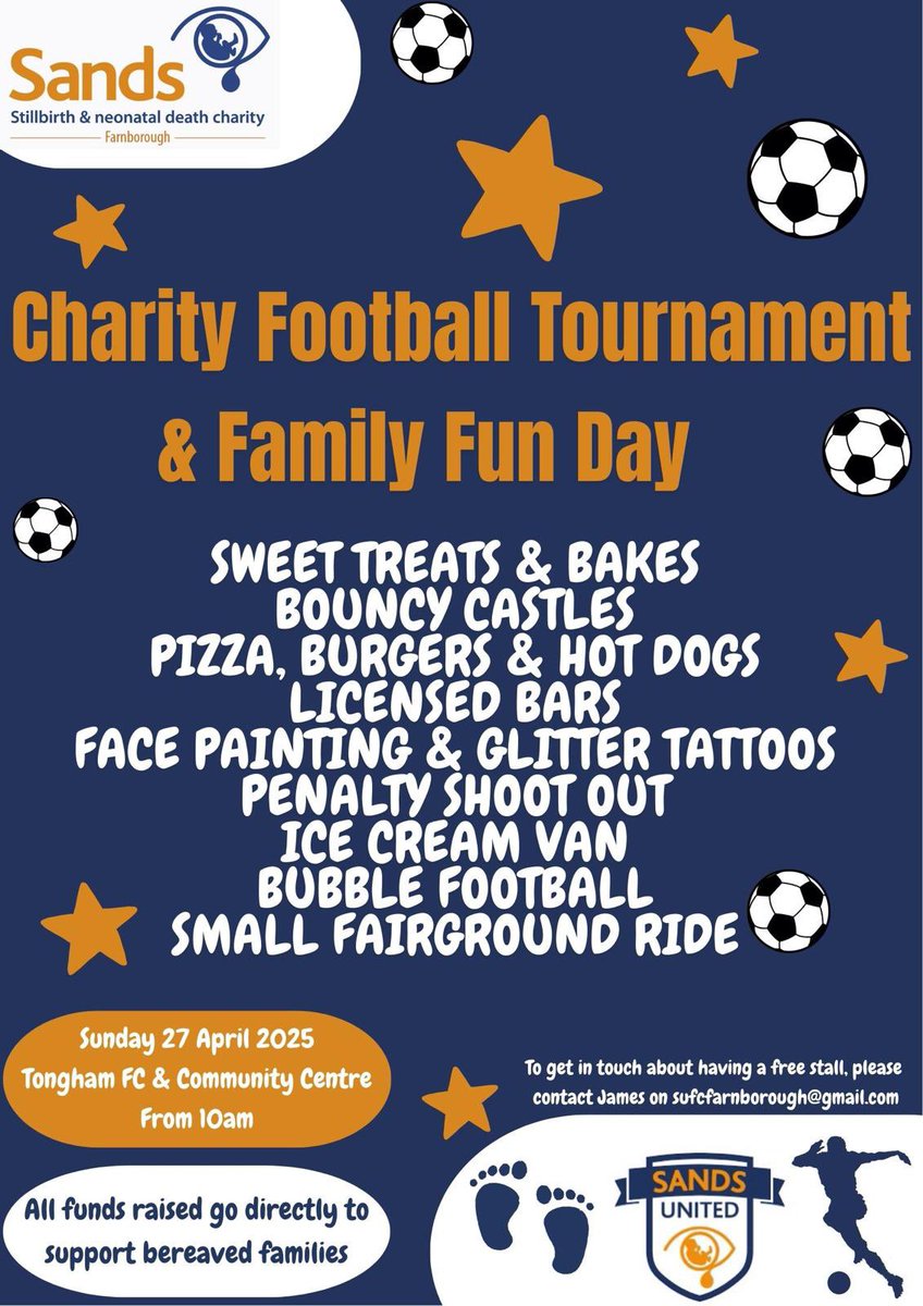 Sands United FC Farnborough (@sufcfarnborough) on Twitter photo THIS Sunday at <a href="/tongham_fc/">Tongham FC</a> 🧡💙
Charity football tournament and family fun day. Weather is looking beautiful too. Come down and support if you can. Donation on entry 🙏 #Sands #Tongham #Football #Charity THIS Sunday at <a href="/tongham_fc/">Tongham FC</a> 🧡💙
Charity football tournament and family fun day. Weather is looking beautiful too. Come down and support if you can. Donation on entry 🙏 #Sands #Tongham #Football #Charity