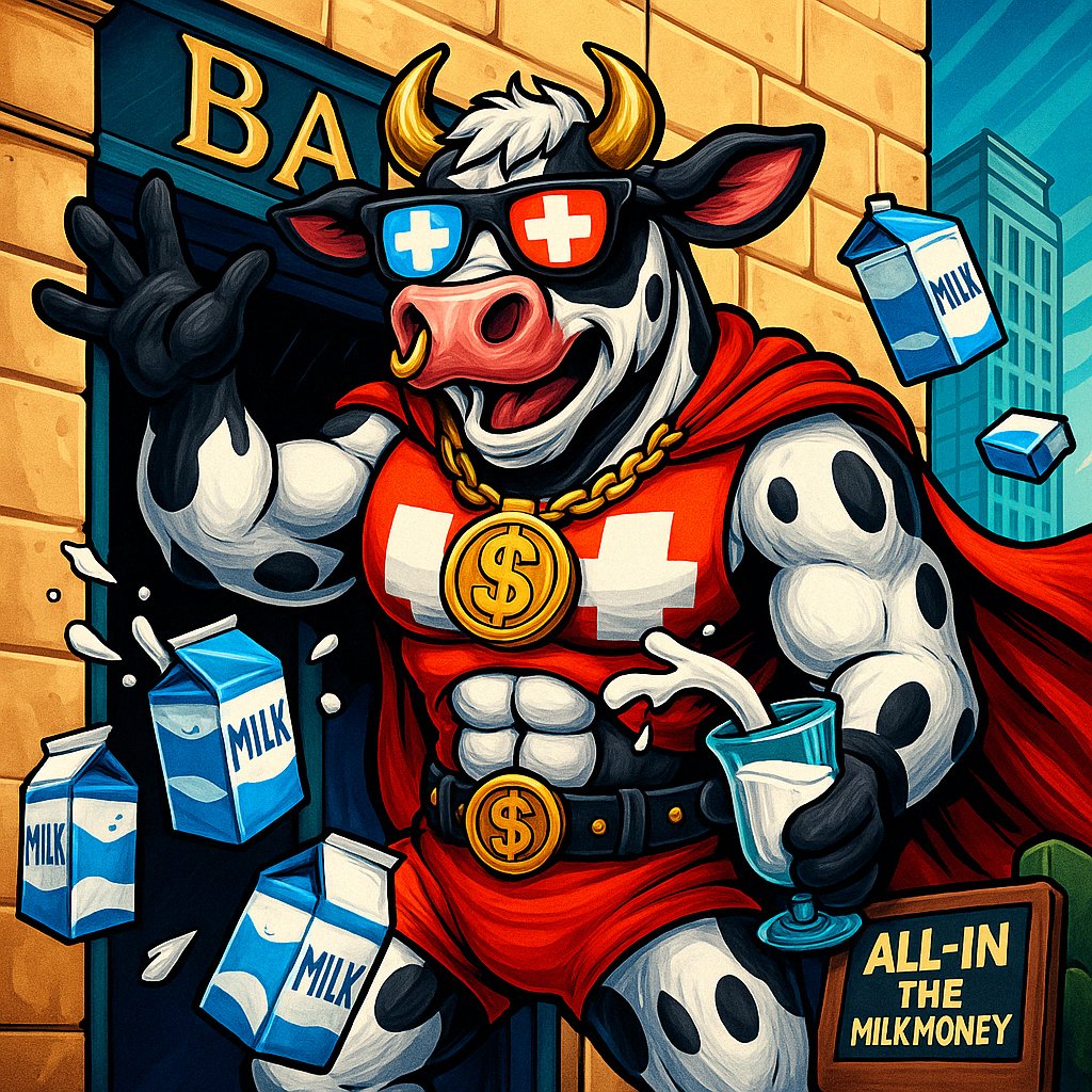 BullaMoo's tweet photo. 🏦🐮 Bullamoo just walked out of the bank…
and instead of throwing cash,
she’s launching Milk Money everywhere. 🥛💸
The herd eats first.
The chart knows what’s coming. 📈

📊 https://t.co/bTRFqAeFQU

#Bullamoo #MilkMoney #MOOvement https://t.co/grV7bPDLMu