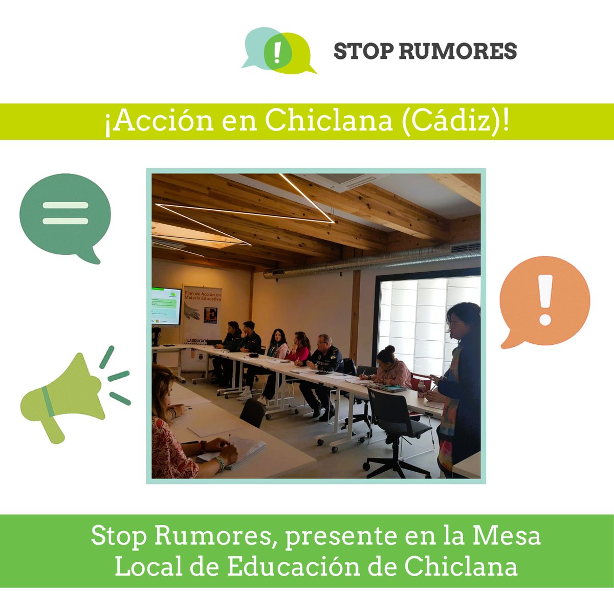📍En el marco de los encuentros de la Mesa Local de Educación de Chiclana, tuvimos la oportunidad de presentar el proyecto #StopRumores, compartiendo sus objetivos, materiales y herramientas con entidades y recursos del municipio.

#StopRumores #Convivencia #Educación #Chiclana