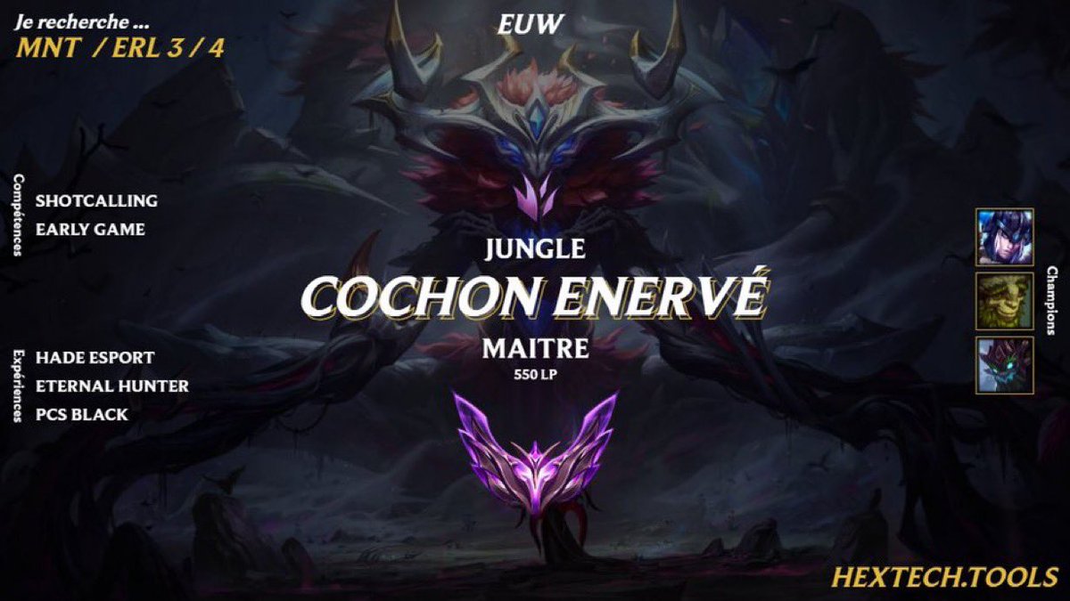 Cochonn League of Legend (@cochonlol) on Twitter photo Actuellement à la recherche d’un projet après la GamerAssembly fini en 4-3 day 1 et 4-2 day2,
Je recherche un projet pour du long terme, disponible en MP.
<a href="/LoL_LFT/">LoL Looking For Team 🇮🇹 🇪🇺</a> Actuellement à la recherche d’un projet après la GamerAssembly fini en 4-3 day 1 et 4-2 day2,
Je recherche un projet pour du long terme, disponible en MP.
<a href="/LoL_LFT/">LoL Looking For Team 🇮🇹 🇪🇺</a>