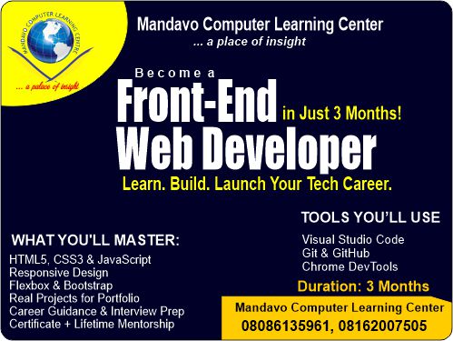 dmandavo's tweet image. 🚀 Learn Web Design in 3 Months!
Want to build beautiful websites from scratch?
Join our Front-End Web Development Training — beginner-friendly & job-ready.
#WebDevTraining #FrontendBootcamp #LearnToCode #Mandavo