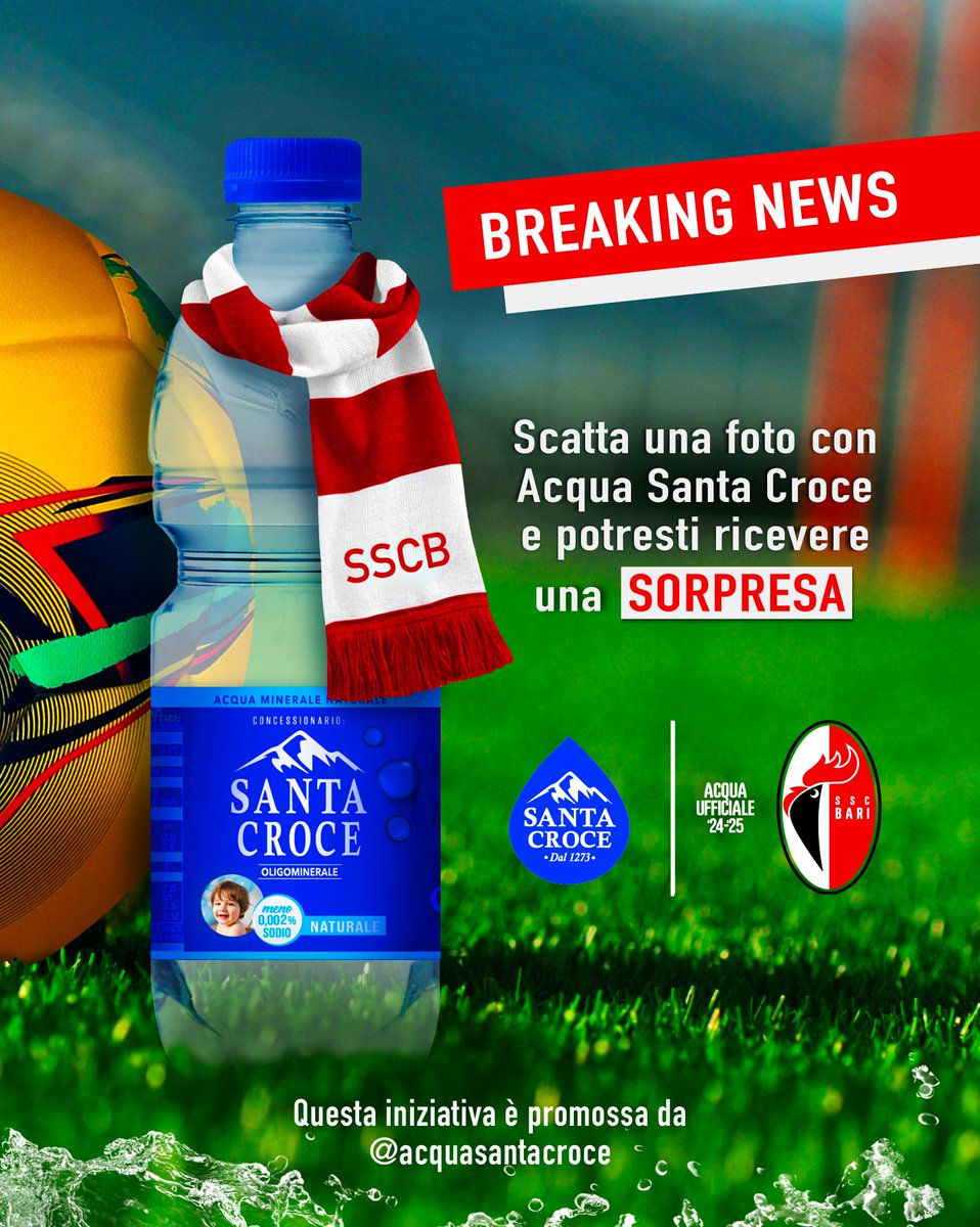🎲Gioca con noi!!! Potresti essere tra i fortunati vincitori di 2 biglietti per la partita Bari - Modena!!! Per saperne di più 👉🏻instagram.com/acquasantacroce #SSCBari #acquasantacroce #StadioSanNicola #serieBKT