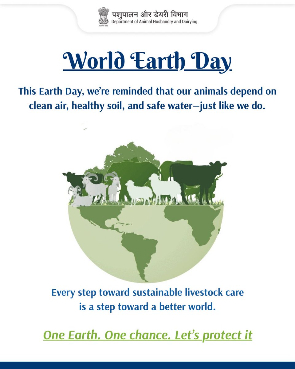 Dept_of_AHD's tweet photo. This Earth Day, let’s remember—what’s good for the Earth is good for our animals too.
Clean air, healthy soil, safe water—these are the foundations of both life and livestock. https://t.co/u8eCLzkU3U