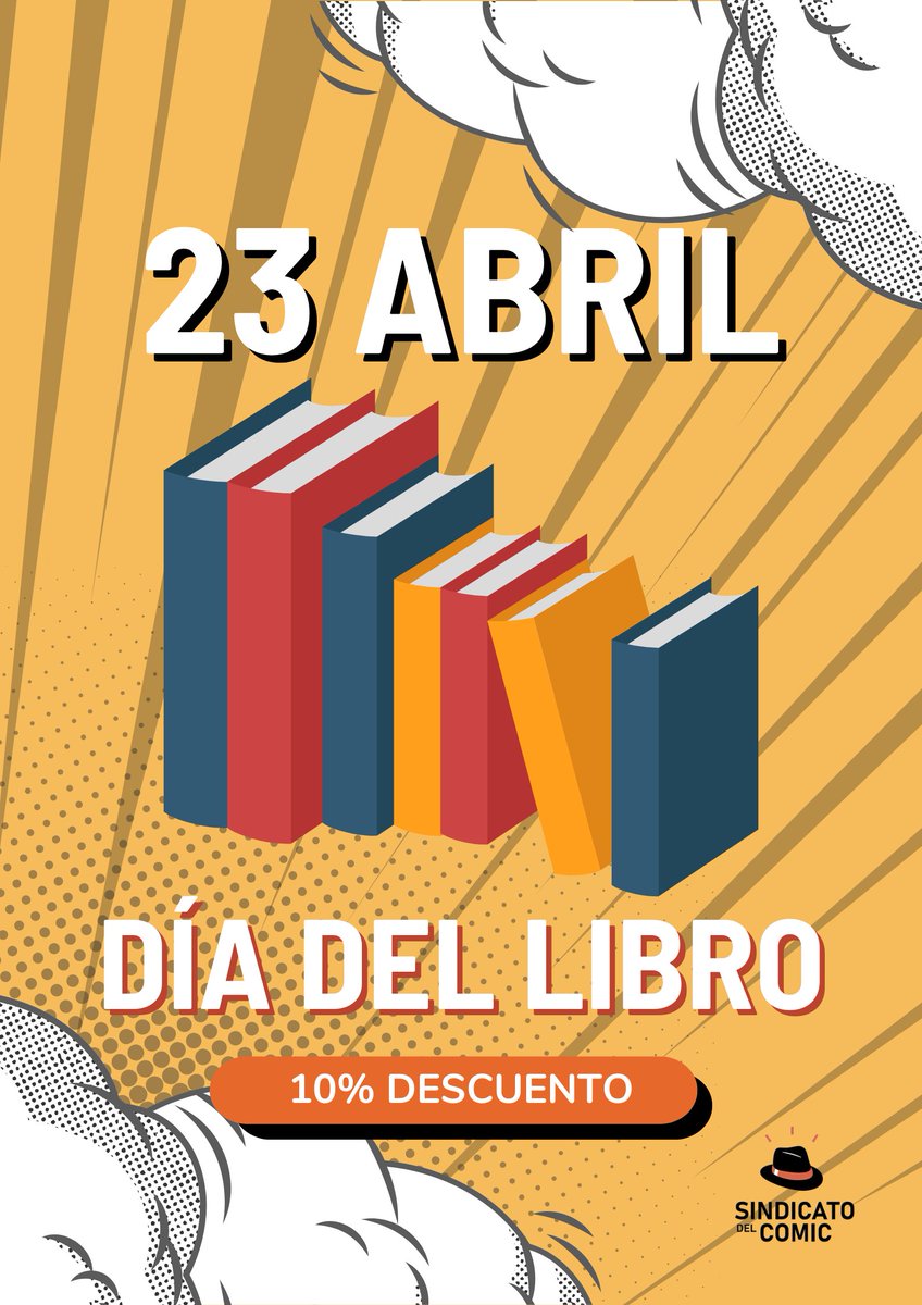 Sindicomic's tweet photo. Maña 23 de Abril, Dia do Libro 📚📚, no Sindicato del Cómic poderedes desfrutar dun 10% de desconto nas vosas compras de BD (que tamén son libros!). https://t.co/Q3vAna6KFC