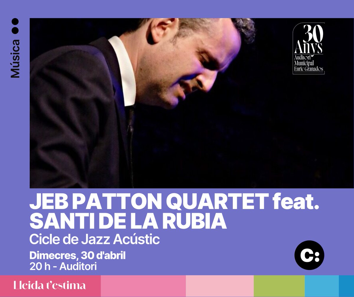 J A Z Z  A C Ú S T I C ✨🎹

El 30 d’abril tens una cita amb nosaltres! Arriba a Lleida Jeb Patton, un dels pianistes més brillants i fidels a la gloriosa tradició del piano jazz, en el marc del Cicle de Jazz Acústic 😉

📅 30 d’abril
⏰ 20 h
📌 Sala 2
➡️ auditorienricgranados.cat