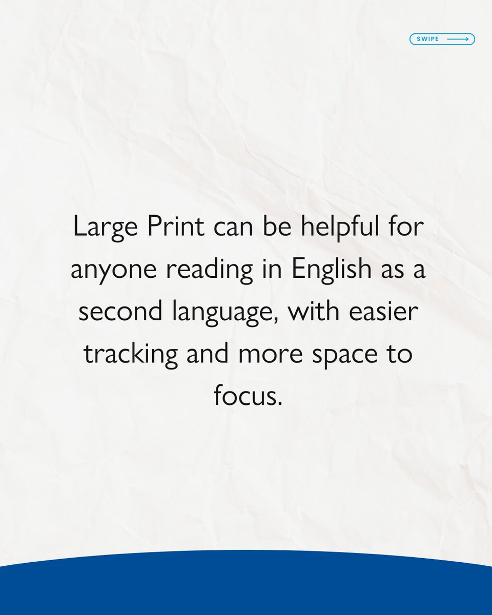 UlverscroftLtd's tweet photo. There's more to #LargePrint than meets the eye...

It can make reading easier, calmer and more accessible for so many different people – including those with neurodivergence, dyslexia, or who are reading in English as a second language. https://t.co/TrlRfTiUDC