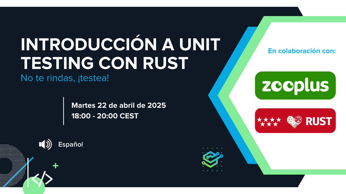 Nos vemos a las 18:00h para hablar de unit testing💻

📍Calle Génova 17
🚪Entrad al portal y subid a la planta 1 (ascensor y escaleras al fondo)
⚠️ Si tomáis escaleras, cuidado con la entreplanta
🪧 Suele haber carteles indicando el camino

¡Os esperamos!