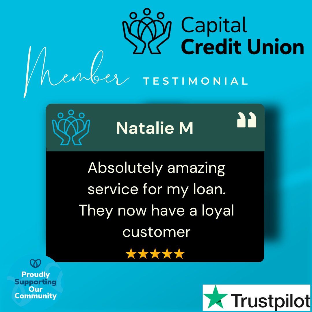 Thank you so much for your kind words! 😊 We're thrilled to hear you had an amazing experience with your loan, and we're so glad to have you as a loyal member. Our team is always here to help! 💙

#CapitalCreditUnion #trustpilot #CommunityFirst #MemberTestimonials #LoyalMember