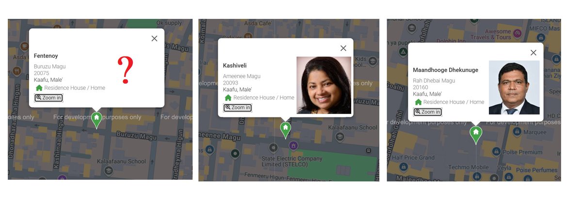 These are the 3 addresses they were partying that night.

1. Ma. Maandhooge Dhekunuge, Rah Dhebai Magu (<a href="/ameen3d/">Mohamed Ameen</a>'s)

2. H. Kashiveli, Ameenee Magu (<a href="/halah_hameed/">Hala A. Hameed</a>'s)

3. H. Fentenoy, Buruzu Magu (???)

The girl was moved from Ameen’s house into H. Fentenoy and H. Kashiveli (these