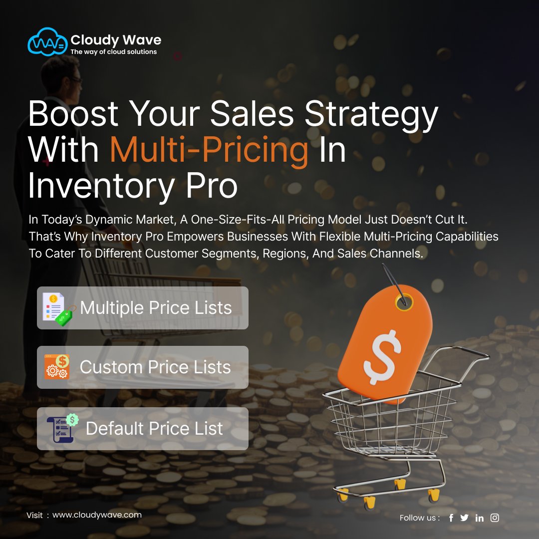 cloudywavetech's tweet image. 🚀 Inventory Pro = Smarter Pricing
Manage multiple price lists for different channels, regions &amp;amp; customers.
✅ Wholesale, retail, online/offline
✅ Default &amp;amp; custom pricing
✅ Promotions &amp;amp; seasonal offers

💡 Stay flexible, boost profits, and serve better — all in one platform.