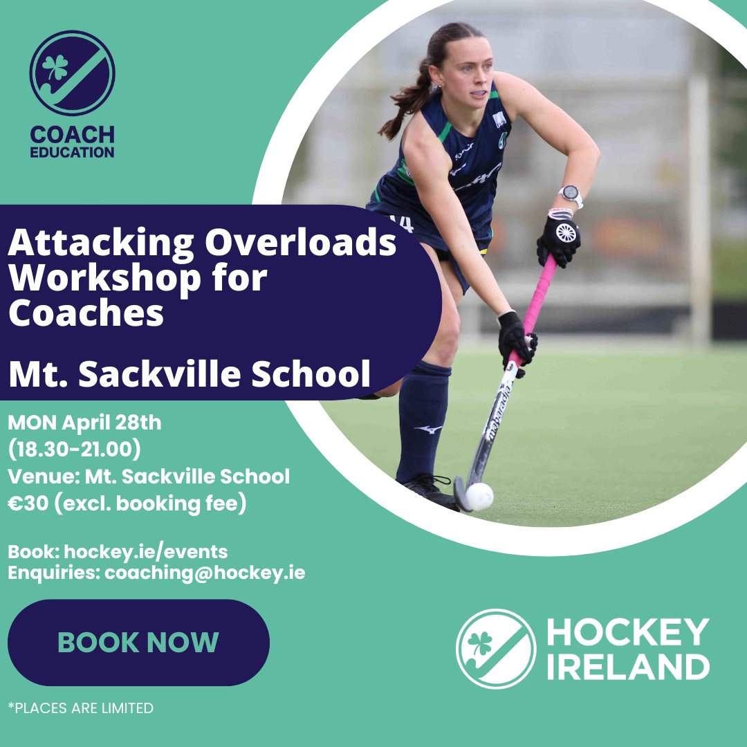 Hockey Ireland Coach Education (@hicoached) on Twitter photo Great opportunity for coaches to develop their knowledge around attacking principles and player development. Suitable for all coaches from U12 up.
When: Mon 28th April
Where: Mount Sackville School
Booking: hockey.ie/events
Queries: coaching@hockey.ie
#focusoneducation Great opportunity for coaches to develop their knowledge around attacking principles and player development. Suitable for all coaches from U12 up.
When: Mon 28th April
Where: Mount Sackville School
Booking: hockey.ie/events
Queries: coaching@hockey.ie
#focusoneducation